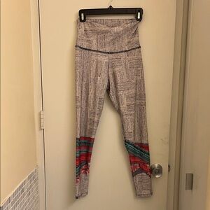 Onzie Gray Leggings with Red and Teal Accents